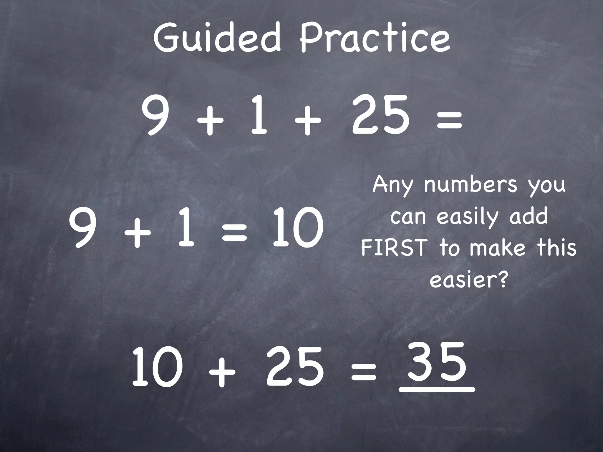 Compensation Numbers
Compensation involves deciding which number to
  adjust to make it easier to add or subtract.
  Compensate by changing the other number.
 