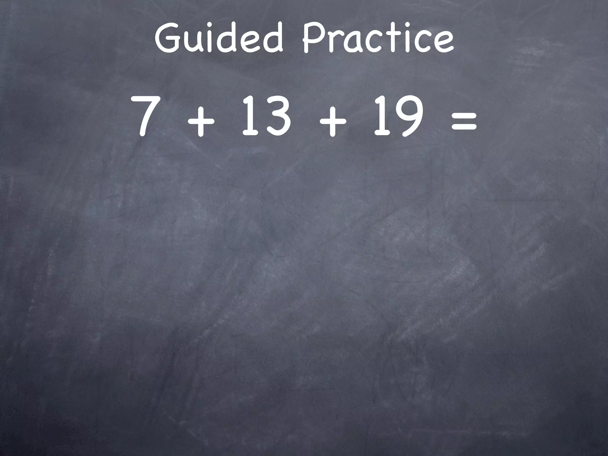 Compensation Numbers
Compensation involves deciding which number to
  adjust to make it easier to add or subtract.
  Compensate by changing the other number.

              47
 