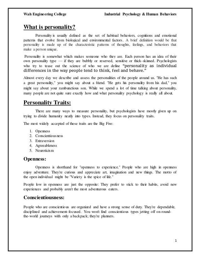 Personality Personality Traits And Personality Development