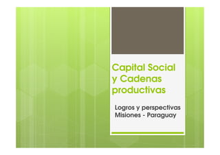 Capital Social
y Cadenas
productivas
Logros y perspectivas
Misiones - Paraguay
 