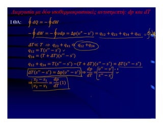Διεργασία με δύο ισοθερμοκρασιακές αντιστρεπτή: dp και dΤ
Ι ΘΑ:

 