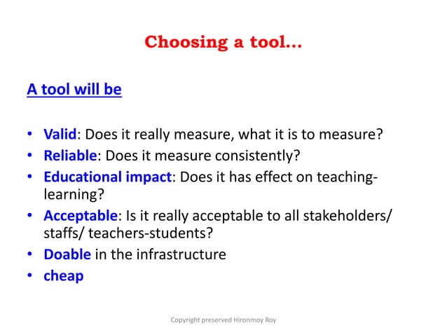 choosing right assessment method+ assessment of clinical skill ...