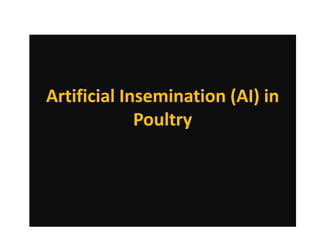 Artificial Insemination (AI) in
Poultry
 