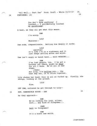Supernatural 2.21 All Hell Breaks Loose: Part One Script