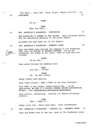 Supernatural 2.21 All Hell Breaks Loose: Part One Script