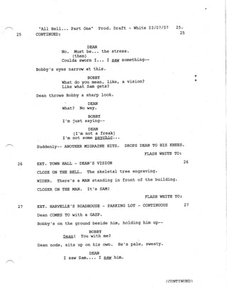 Supernatural 2.21 All Hell Breaks Loose: Part One Script