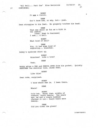 Supernatural 2.21 All Hell Breaks Loose: Part One Script