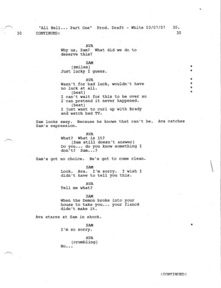 Supernatural 2.21 All Hell Breaks Loose: Part One Script