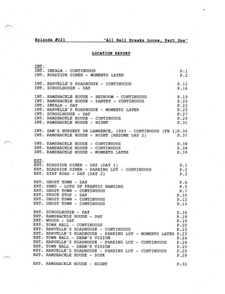 Supernatural 2.21 All Hell Breaks Loose: Part One Script