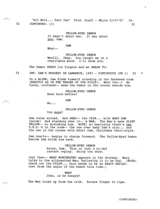Supernatural 2.21 All Hell Breaks Loose: Part One Script