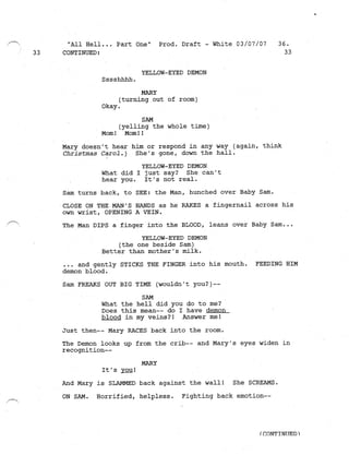 Supernatural 2.21 All Hell Breaks Loose: Part One Script