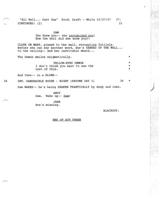 Supernatural 2.21 All Hell Breaks Loose: Part One Script
