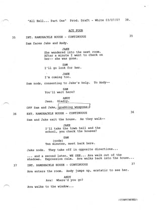 Supernatural 2.21 All Hell Breaks Loose: Part One Script