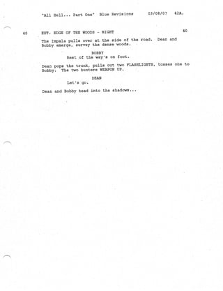 Supernatural 2.21 All Hell Breaks Loose: Part One Script