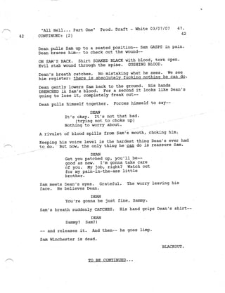 Supernatural 2.21 All Hell Breaks Loose: Part One Script