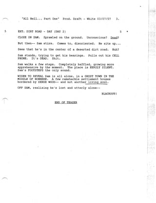 Supernatural 2.21 All Hell Breaks Loose: Part One Script