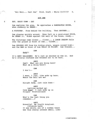 Supernatural 2.21 All Hell Breaks Loose: Part One Script
