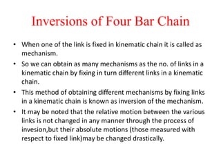 2.kinematics inversions of 4 bar and slide crank chain (1) (1) | PPT