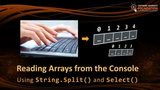 Image 15: Reading Arrays from the Console
Using String.Split() and Select()
