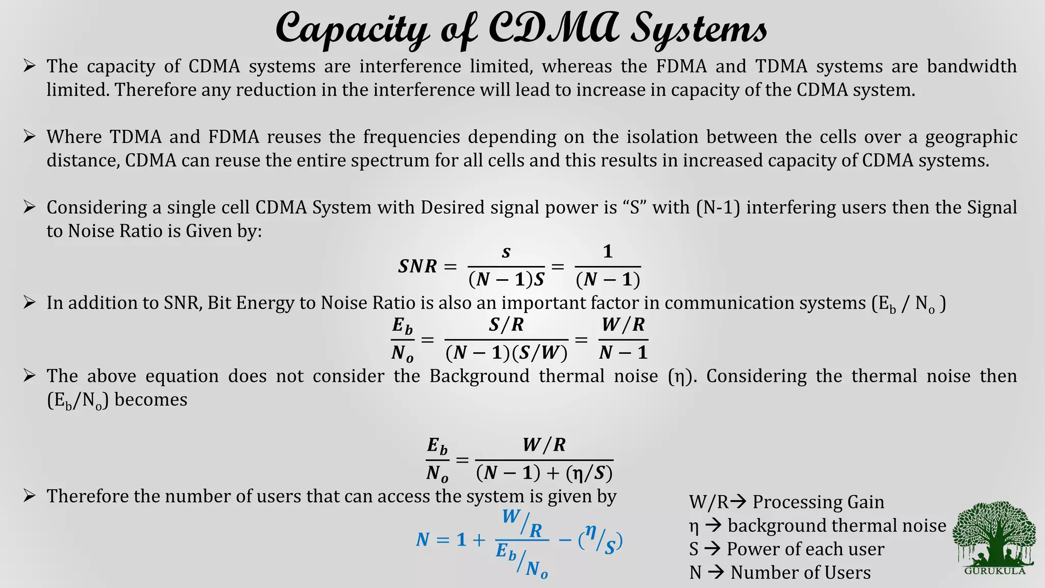 2.5 capacity calculations of fdma, tdma and cdma | PDF