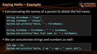 03 and 04 .Operators, Expressions, working with the console and ...