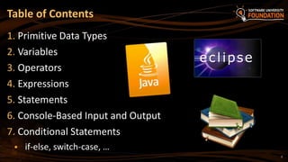 03 and 04 .Operators, Expressions, working with the console and ...