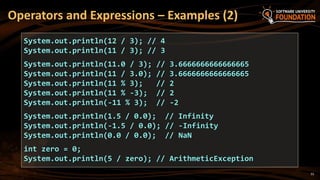 03 and 04 .Operators, Expressions, working with the console and ...