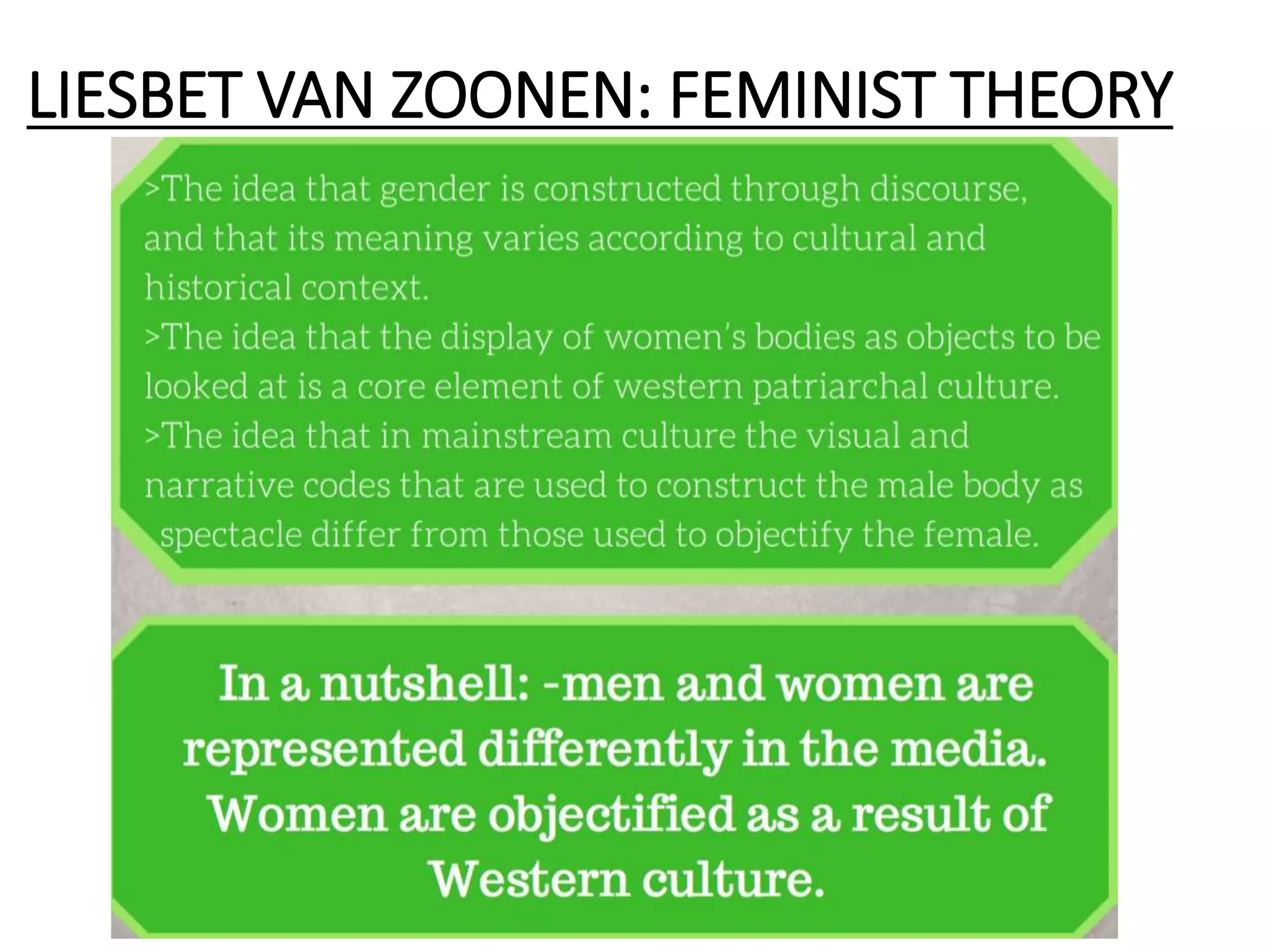LIESBET VAN ZOONEN: FEMINIST THEORY
 