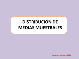 DISTRIBUCIÓN DE
MEDIAS MUESTRALES
Sebastián Munuera. 2020
 