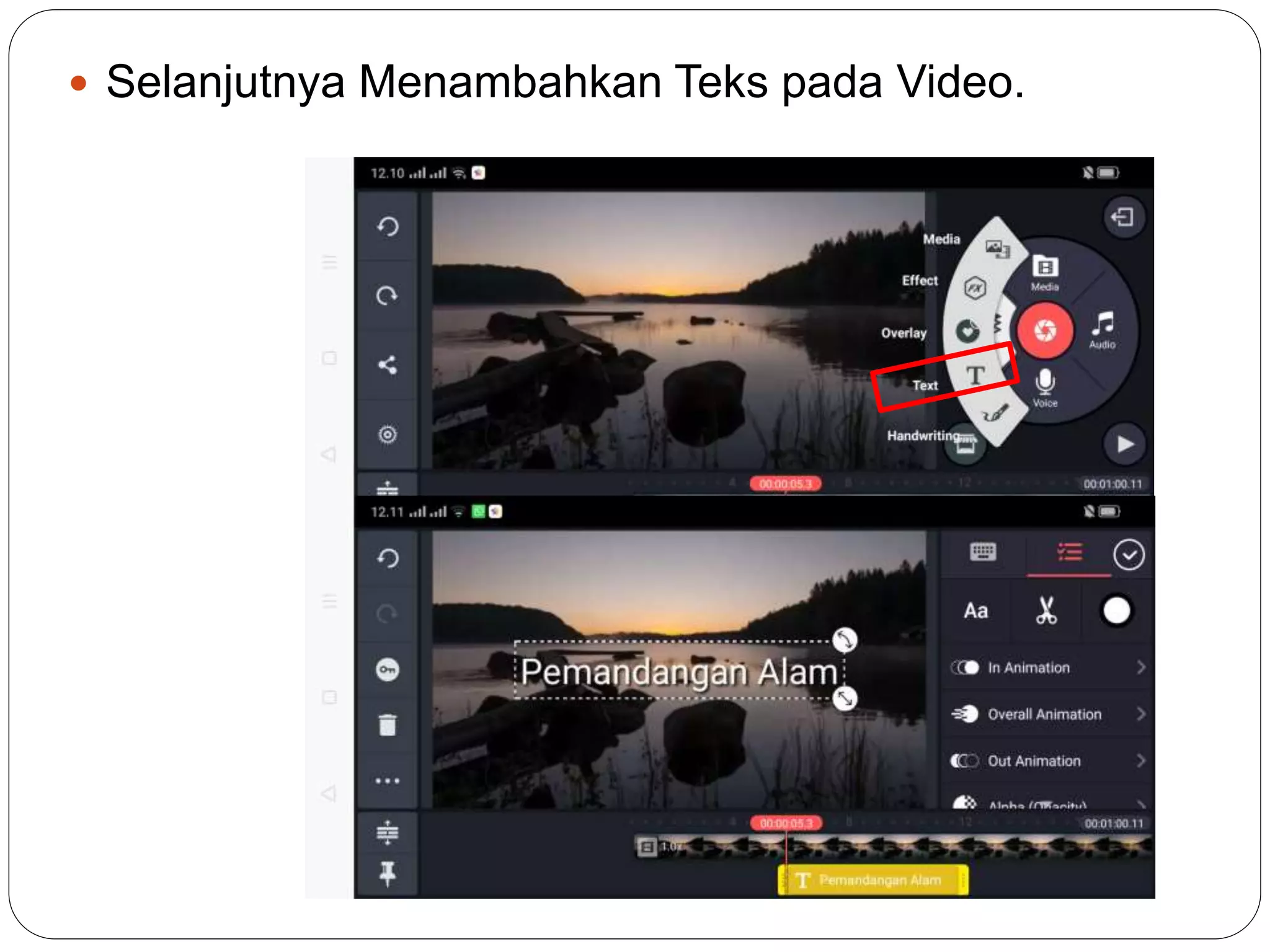  Selanjutnya Menambahkan Teks pada Video.
 