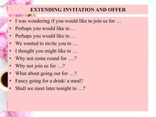 Neha Malik Xxx - LANGUAGE FUNCTION: EXTENDING, ACCEPTING, AND DECLINING INVITATIONS AND  OFFERS