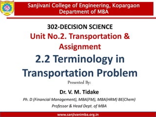 2.2 terminology of transportation problem | PPTX
