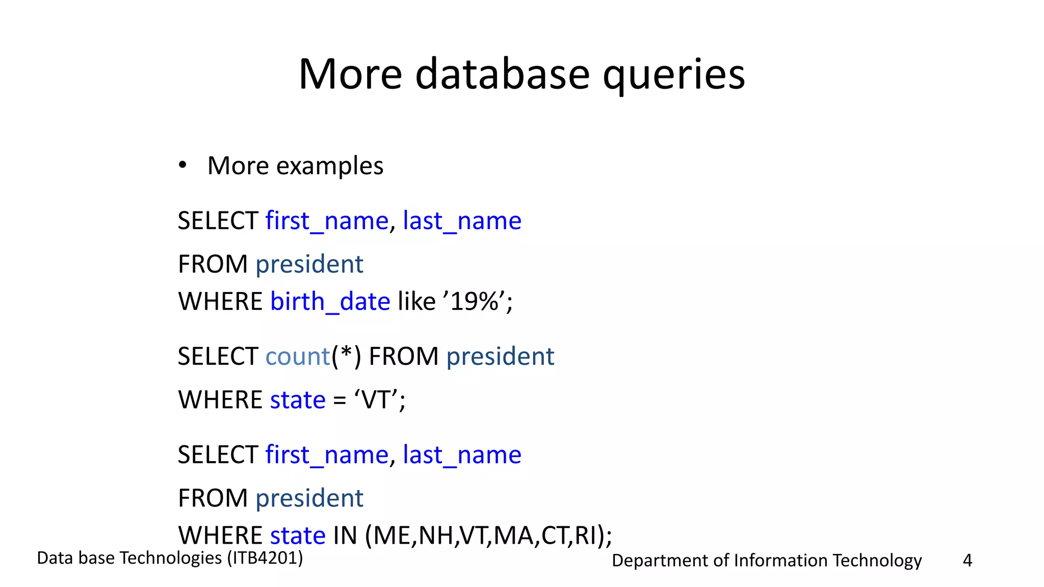 SQL query Demo | PPTX | Databases | Computer Software and Applications