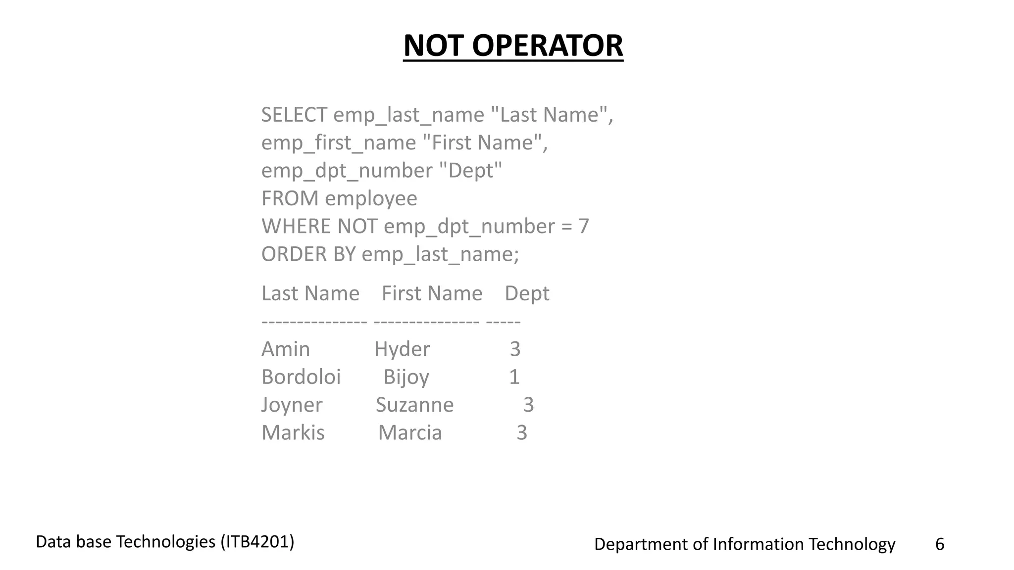 SQL logical operators | PPT