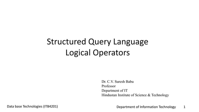 SQL logical operators | PPTX