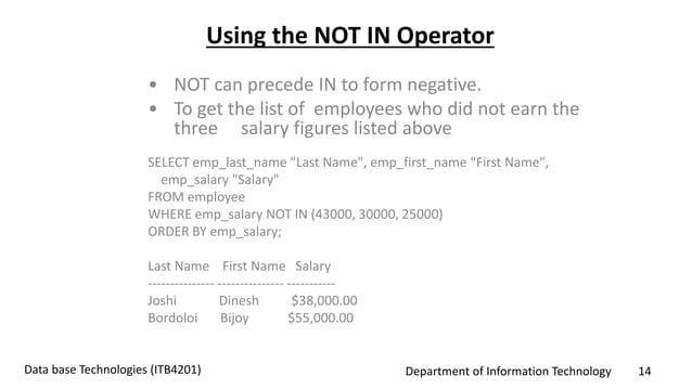 SQL logical operators | PPTX