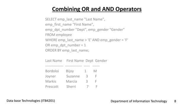 SQL logical operators | PPTX