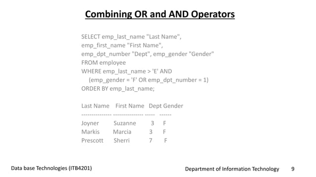 SQL logical operators | PPTX