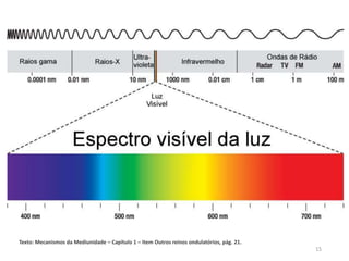 15
Texto: Mecanismos da Mediunidade – Capítulo 1 – Item Outros reinos ondulatórios, pág. 21.
 