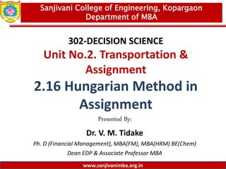 2.16 hungarian method in assignment | PPTX