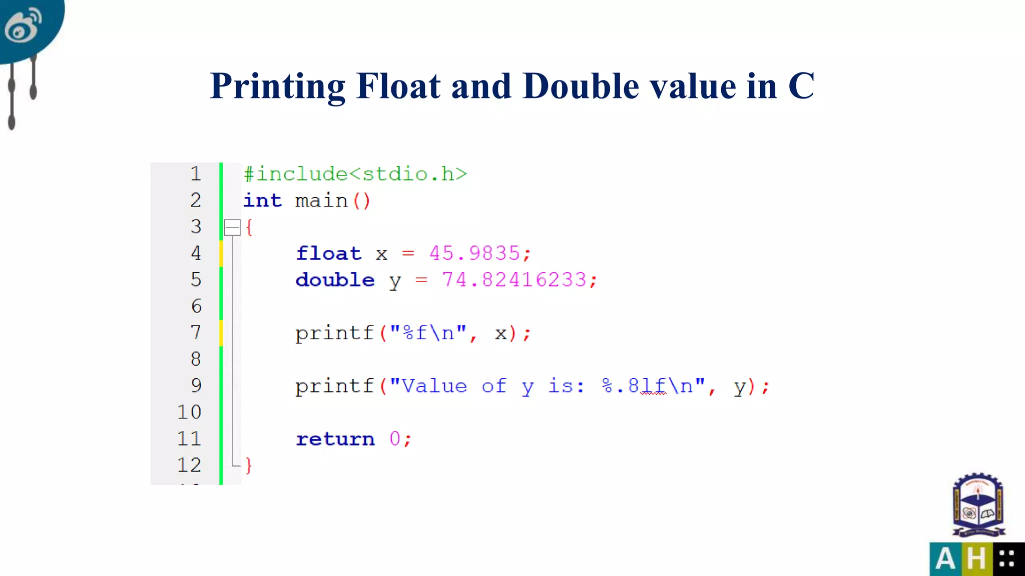 Printing Float and Double value in C 