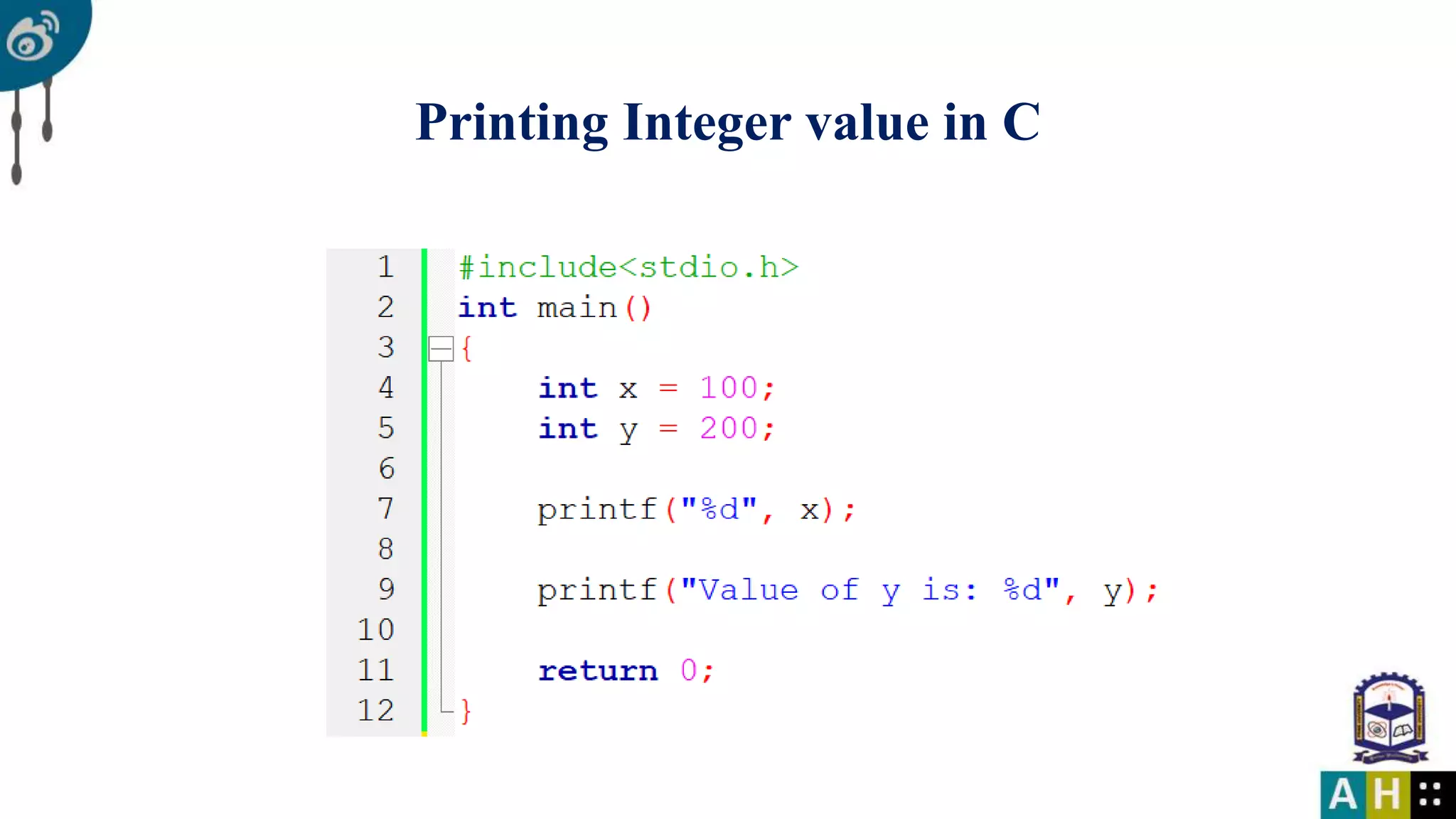 Printing Integer value in C 