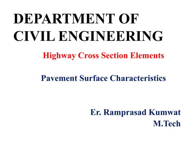 Highway Cross Section Elements Pptx Physics Science