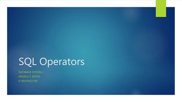 2.1 sql operators | PPT