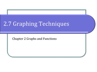 2.7 Graphing Techniques
Chapter 2 Graphs and Functions
 
