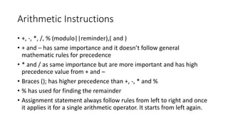 2.2 variable arithmetics and logics