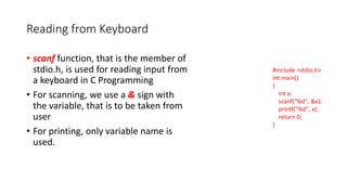 2.1 input and output in c | PPTX
