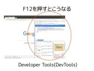 F12を押すとこうなる
Developer Tools(DevTools)
 