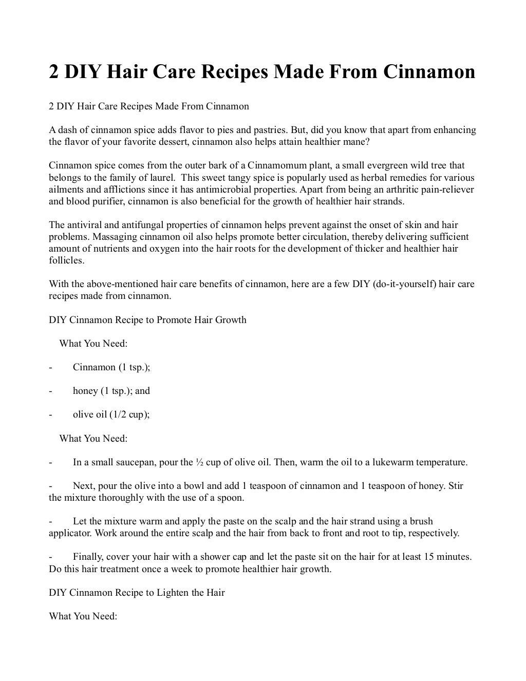 2 diy hair care recipes made from cinnamon