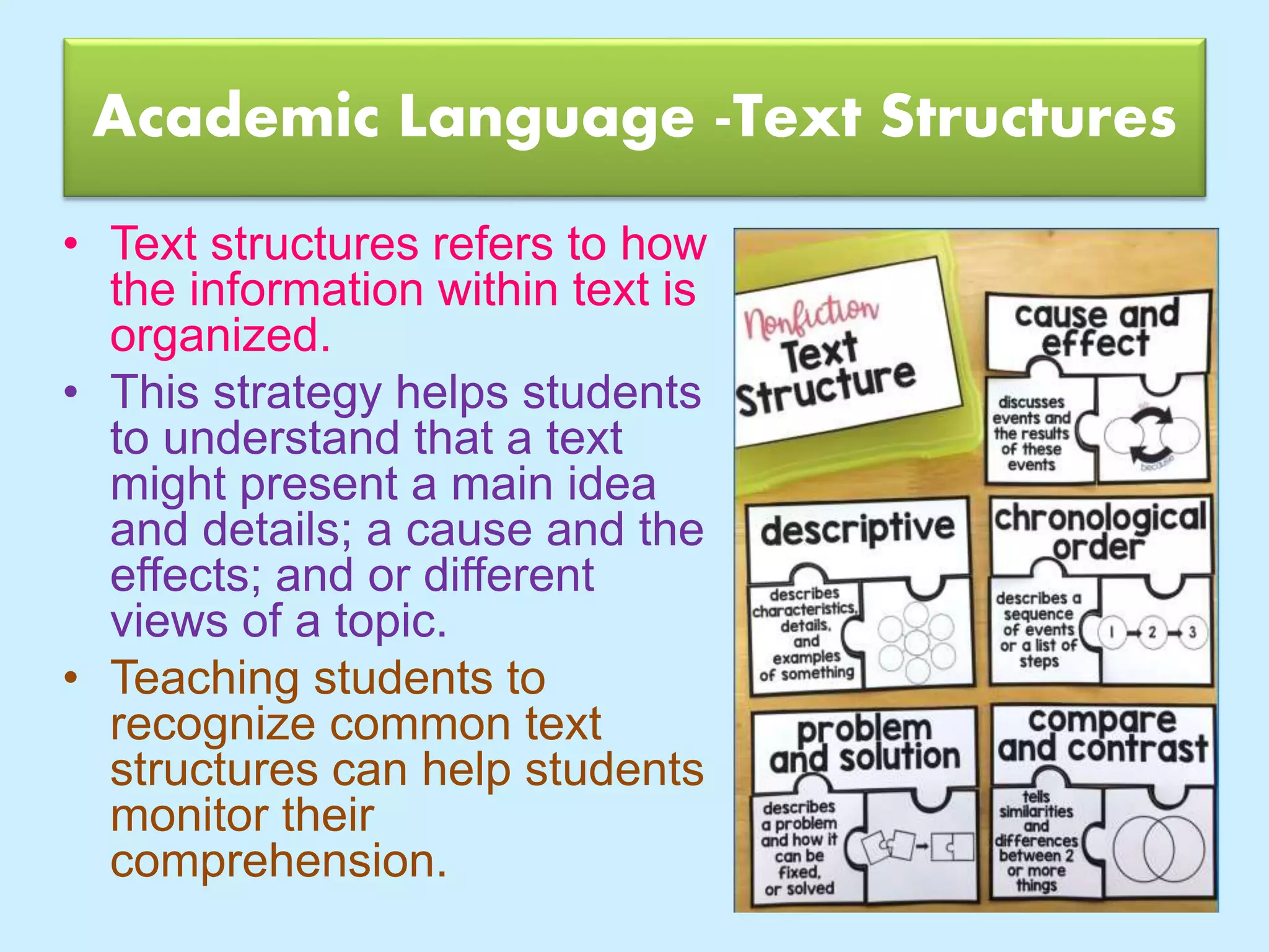 Academic language across subjects - Functions and Text Structure | PPT
